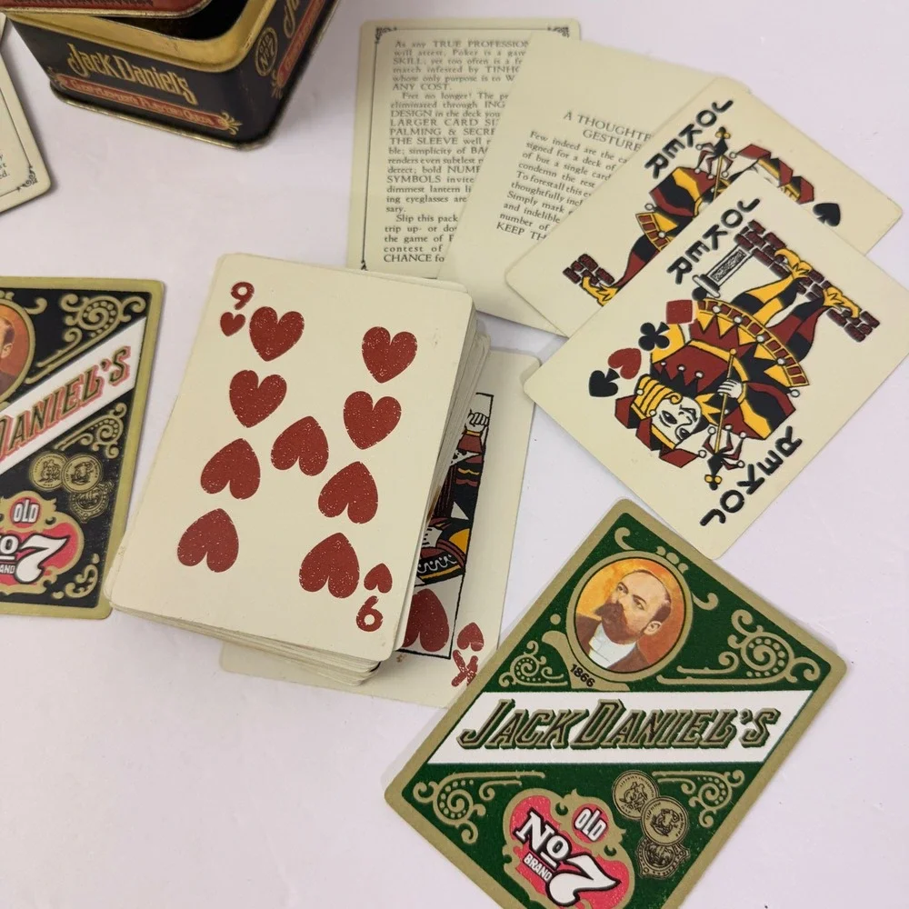Jack Daniels Gentlemen Playing Cards OS Black Green Fair Vintage Tin England
